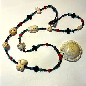 Southwest Coral, Bone & Antler Necklace